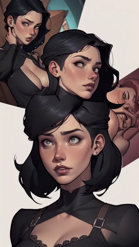 A closeup of a woman in a black top and a black bra, estilo de arte de charlie bowater, Estilo Charlie Bowater, retrato de vampiro, arte do personagem charlie bowater, Alena Aenami e Artgerm, Neoartcore e Charlie Bowater, Charlie Bowater cores ricas e prof...