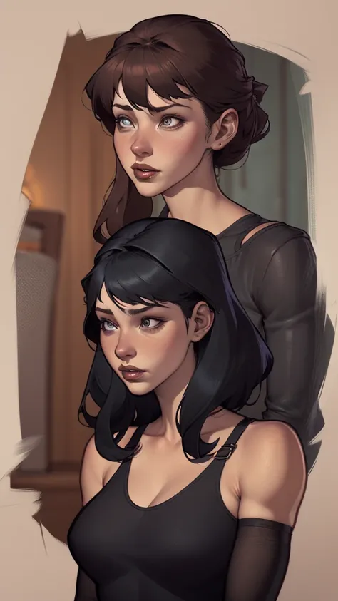 A closeup of a woman in a black top and a black bra, estilo de arte de charlie bowater, Estilo Charlie Bowater, retrato de vampiro, arte do personagem charlie bowater, Alena Aenami e Artgerm, Neoartcore e Charlie Bowater, Charlie Bowater cores ricas e prof...