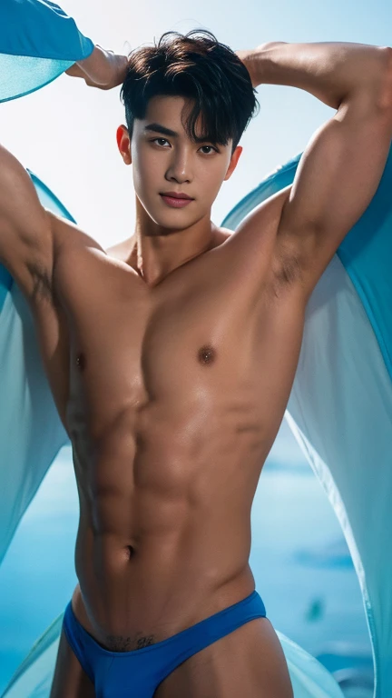 2 handsome  guy naked, romantic , manly, muscular, super realistic, tall, naked 20 years old young  men , strong sport body, sexy , detailed muscles, Inspired by Bian Shoumin, Inspired by Xiao Yuncong, yihao ren, yanjun cheng, jinyiwei, inspired by Huang G...