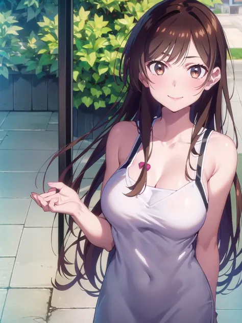 (((pixel-perfect, detail-perfect))), solo, 1girl, chizuru ichinose, naked,looking at viewer, smile, upper body1 girl, beauty, brown eyes, alone, breasts, brown hair, big breasts, Kanojo anime lineart, Chizuru, 1 girl, brown hair, long hair,, big breasts,,a...