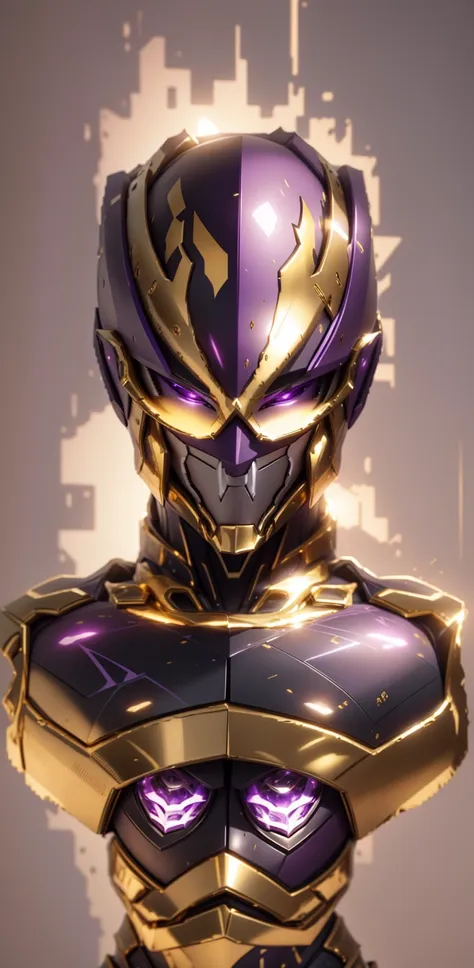 the color changes to gold and purple，some golden purple（ensure its layering and armor texture，the box color is the main color，ad...