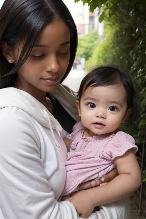 Negroid、female、Holding a baby