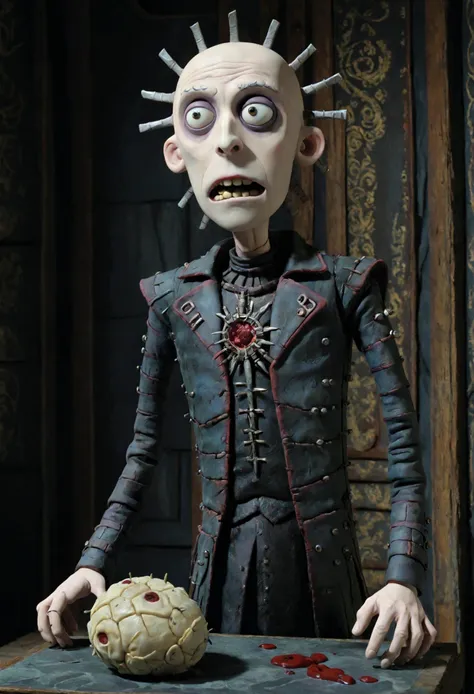 hellraiser, tim burton style, claymation, horror, 8k