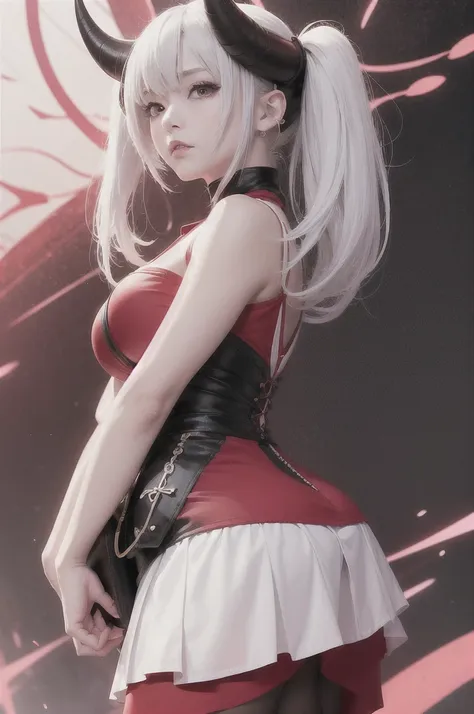 anime girl with white hair and horns in a red top, badass anime 8 k, anime style 4 k, best anime 4k konachan wallpaper, 4k anime wallpaper, 4 k manga wallpaper, anime wallpaper 4 k, anime wallpaper 4k, anime art wallpaper 8 k, anime art wallpaper 4k, anime...