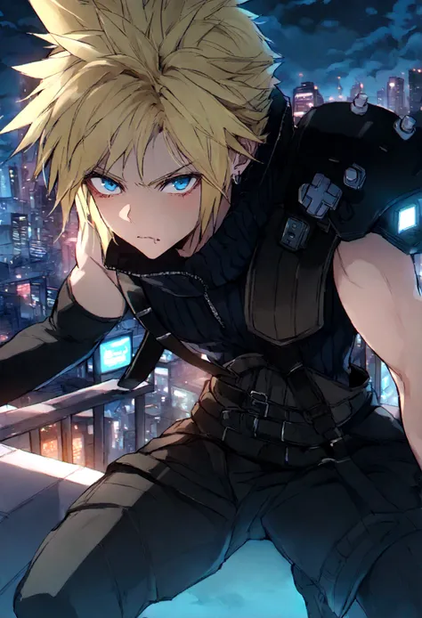 score_9, score_8_up, score_7_up, score_6_up, source_anime, 1boy, male focus, solo break accloud, blonde hair, single earring, hi...