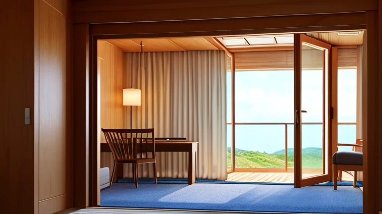 An illustration　entrance、View from inside the room