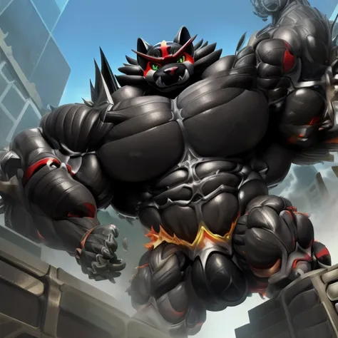 (((Incineroar))), (dynamic angle, bathed in cum, cum dripping from his body, cum tsunami.)
(1: wearing a full-face helmet. helmet is jet black. The color of NANOSUIT is jet black. high-tech bio-mecha armor. real texture material. whole body shines like met...