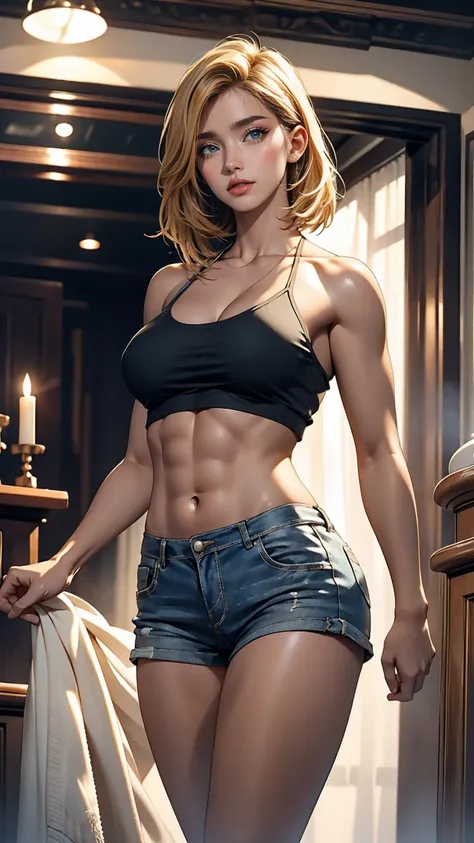 high quality, Perfect lighting, Detailed face, Detailed body, 1 girl, alone, (Toned body), Are standing , Also, ((Also))