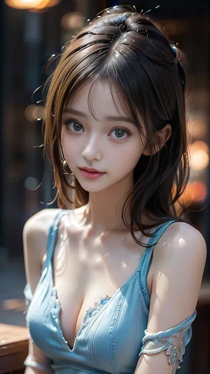 Pieces fly、highest quality、figure、 Very detailed、The finer details、 High resolution、8K Dende Wallpaper、Perfect dynamic composition、24 year old beautiful girl、clear、Detailed beautiful face、Beautiful, detailed eyes、Textured skin、A faint smile、Small breasts、K...