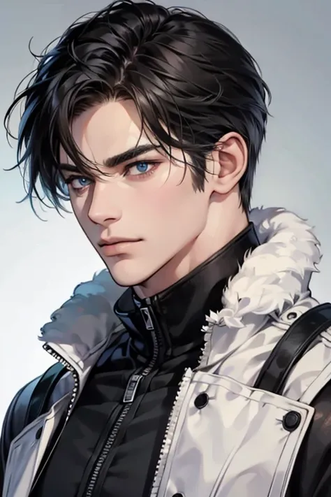 (best quality,4k,8k,highres,masterpiece:1.2),ultra-detailed,(realistic,photorealistic,photo-realistic:1.37),30 year old man,3 day beard,handsome anime,portraits,strong,masculine,dark hair,sharp jawline,mesmerizing eyes,perfectly styled hair,cool anime outf...