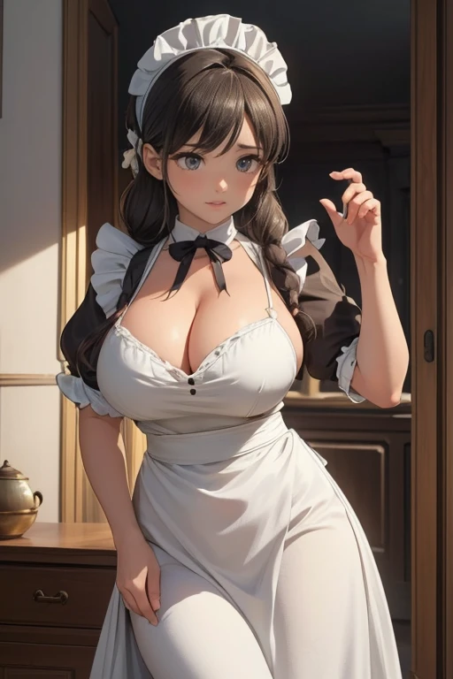 ((best quality: 1.4)), (An unrivalled masterpiece), (Ultra HD), (Ultra-realistic 8k CG), (half body image ), (Super detailed), (maid ), (Artworks of Jean-Baptiste Monge), highly detailed maid clothes, half_apron , Stunning beauty, Very detailed beautiful h...