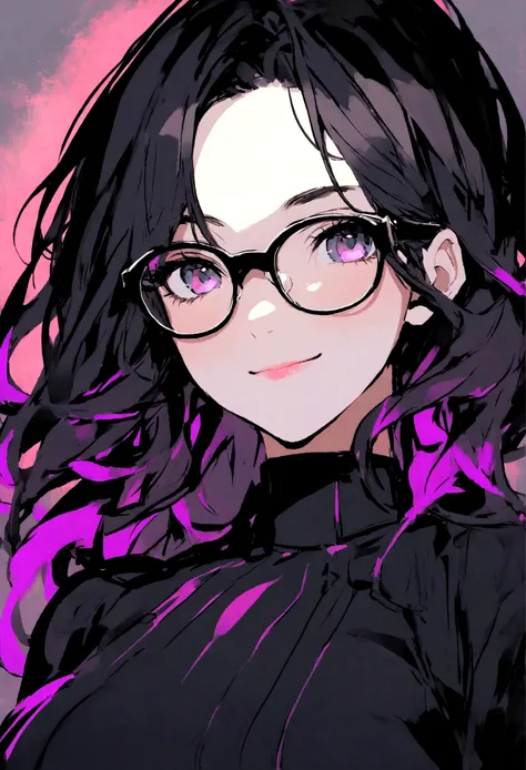 smile young woman in black glasses