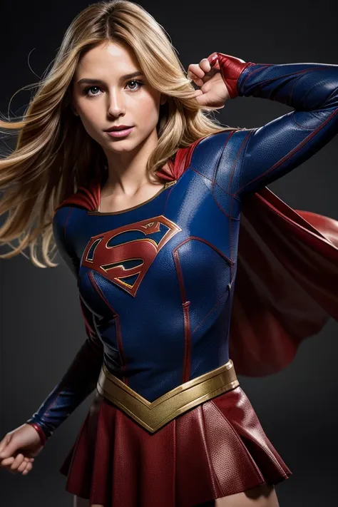 portrait of supergirl, gorgeous, dynamic pose, highly detailed, perfect composition, uhd, intricate