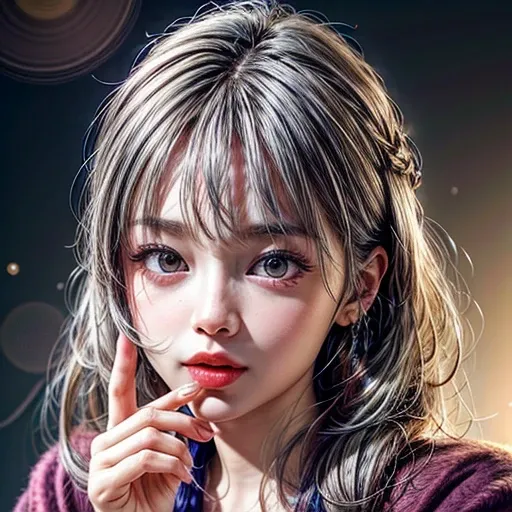 (highest quality,Super detailed,Physically Based Rendering:1.2), (RAW, Realistic, Photorealistic:1.37), (Acutance:0.85),Portraiture,Beautiful young woman with Delicate facial features,Soft lighting, ((Playfully licking finger with tongue, Gently placing a ...