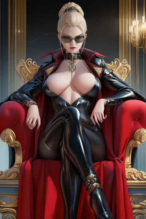 ((Super realistic details)) Shadow、octan render、8K、ultrasharp、Steampunk Body、Details of complex ornaments、cold color、Gothloli details、highly intricate detail、Realistic light、CGSoation Trends, radiant eyes featuring a stylish and confident evil queens lesbi...