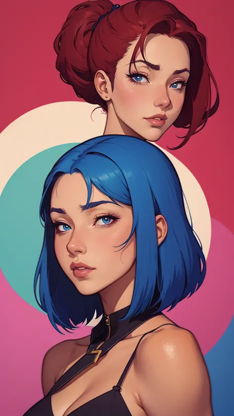 garota anime com cabelo azul e brincos olhando pela janela, 🤤 retrato de , obras de arte no estilo de guweiz, anime digital illu...