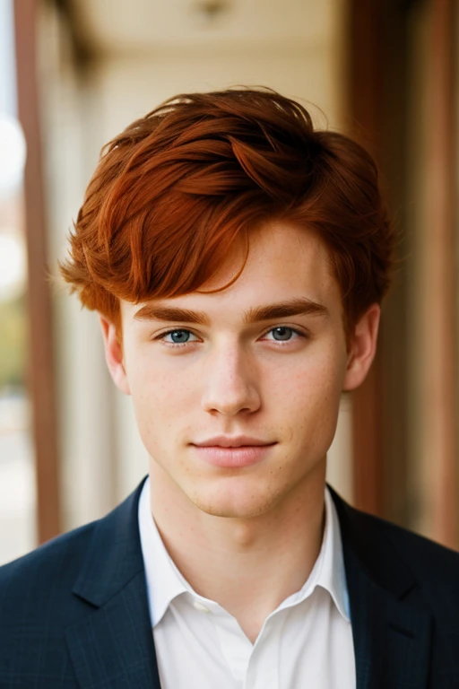 Handsome young red haired guy with 2 diferente eye color 