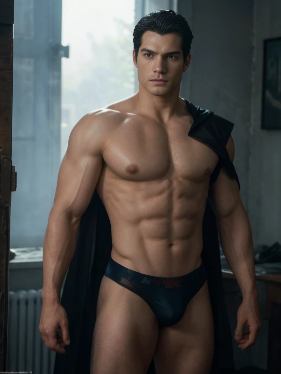 Henry Cavill as Superman ((Best Quality, 8K, ultra-detailed, Masterpiece: 1.3)), 1boy, shiny skin, sharp, Perfect Body Beauty, realistic shaded perfect body, The image is primarily composed of white, black, and royal blue colors. The artwork is created wit...