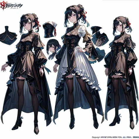 1girl、(((highest quality、Masterpiece、Official Art、Super detailed、The best composition、best composition)))、(Thin Hair)、(((White Background)))、 Super detailed, Anime Style, alone, full length, Concept Art,Vampire Hunter　high school girl　Reaper&#39;s Scythe, ...