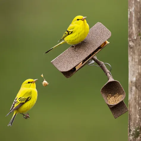 A canary looking for food