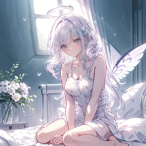 (((See details: 1.4))) Kindergarten children, (Sit down (bed), (((Half naked))), Cinematic Light, Curvaceous and slim body, Her skin is pure white, soft, Smooth and, ((NSFW)), Very delicate and beautiful CG illustrations, highest quality, High resolution, ...