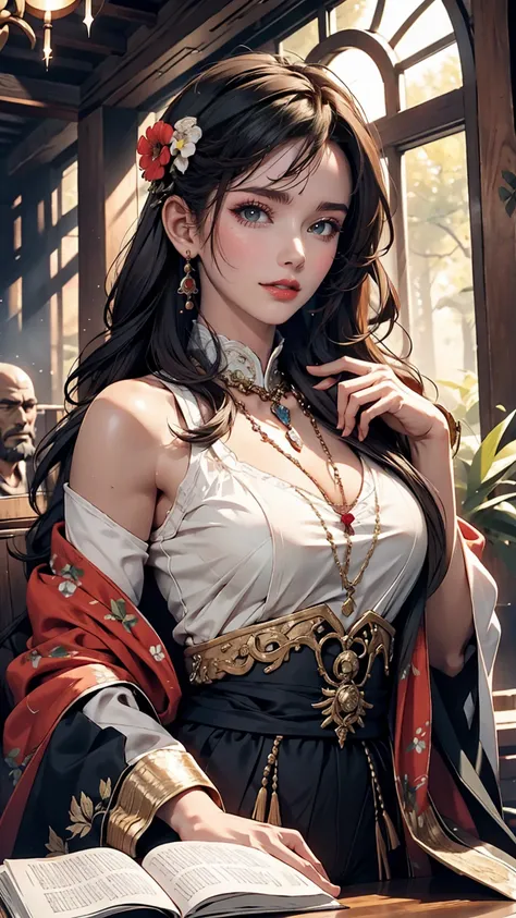 4K, Realistic, Very detailed, There&#39;s a girl in the woods, She is a samurai, War Theme, Soft clothes, Long Hair, Wearing leggings, Age 25, whole body, Wearing Gucci shoes