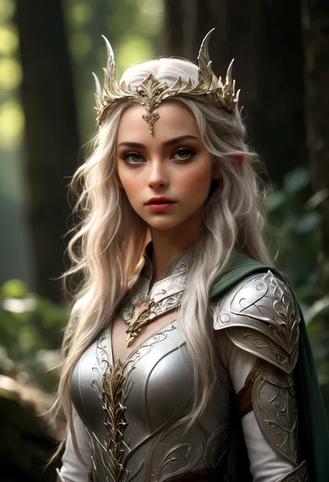 ((Masterpiece)), (Best Quality), (Cinematic),(extrem detailliertes CG Unity 8k-Hintergrundbild),(( head to toe in frame)),(highly accurate drawing in every detail)(extremely precise representation)1girl, fit, small breasts, a stunning beautiful elf warrior...