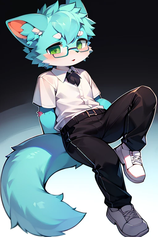 （Best quality，4k，8k，high resolution，masterpiece：1.2），Ultra Detail，Blue short hair，Fluffy，cute，illustration，Shota，number，Vibrant colors，Surreal，Pastel color palette，Soft lighting，hairy，Cat，Cat耳朵，Cat尾巴，Green Eyes，male，Long Tail，personification，Blue fur，White...