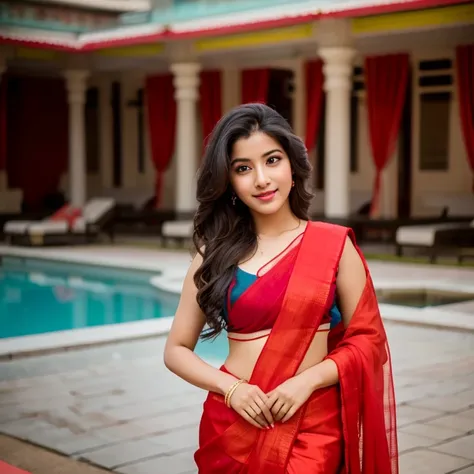 20 year girl in red saree 