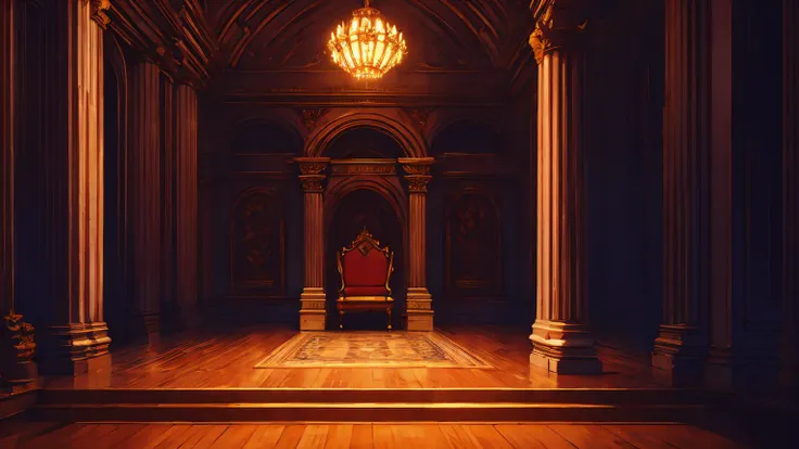 demon hall, throne room, pillars, no humans, anime background, visual novel background, background