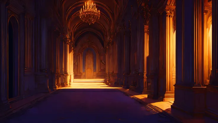 demon hall, throne room, pillars, no humans, anime background, visual novel background, background