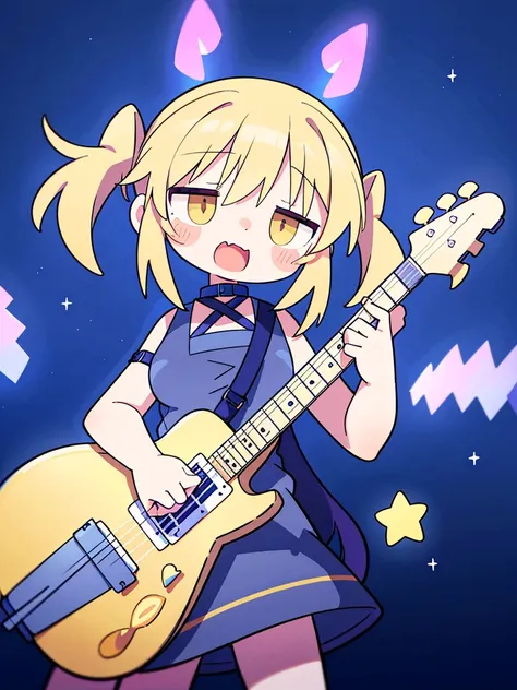 1females\(cute,kawaii,small kid,breast,hair color cosmic,hair floating,eye color cosmic,big eyes,(playing the guitar:1.5),shouti...