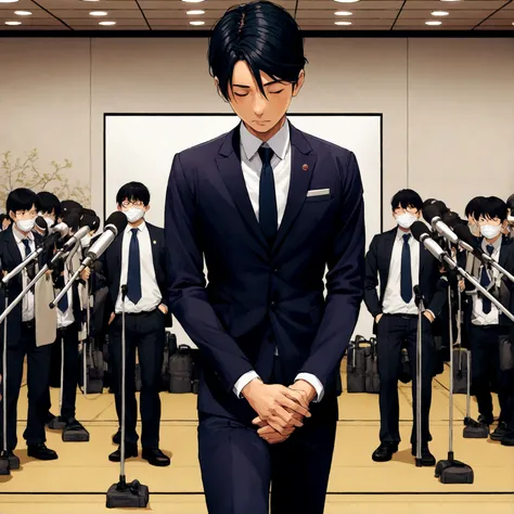 Salaryman holding an apology press conference