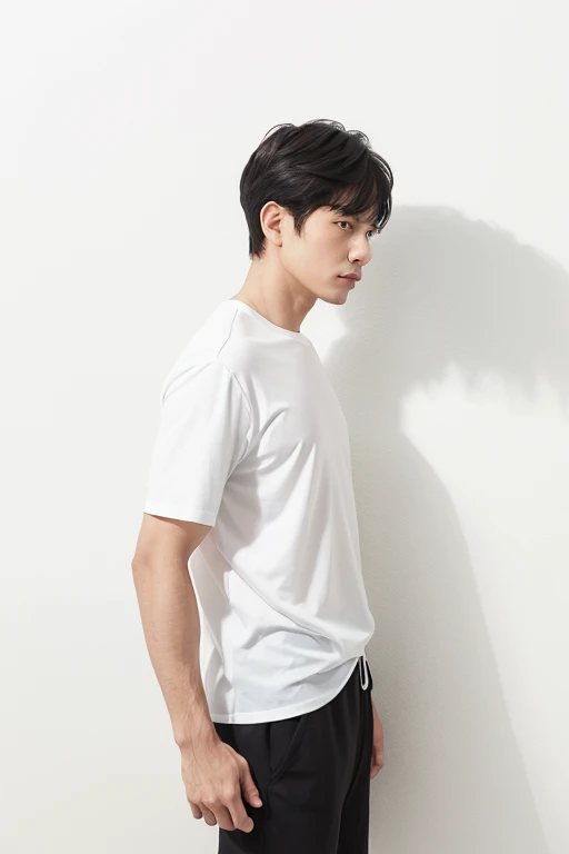 Uncle_Roger, Short sleeve shirt、(White wall background、Mash cut:1.4)、profile、Don&#39;Don&#39;t look at the camera、Tabletop、Photographed in natural light、Japanese Male、((highest quality、8k、masterpiece:1.3))、Ultra-high resolution、(photoGenuineistic:1.4)、RAW ...