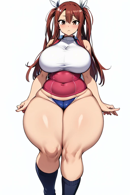 ((Knee-high socks))、{(((Wide Hips)))、 (((plump and thick thighs)))、((Big Ass))、(Big Breasts)、whole body