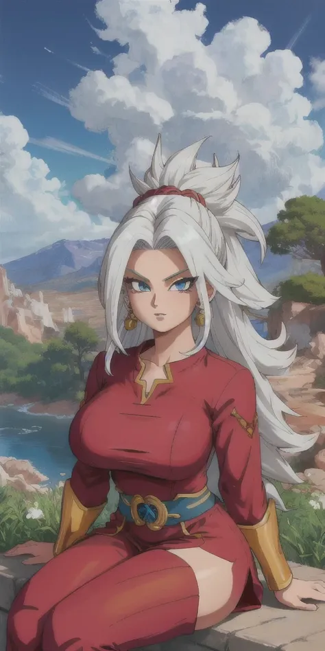 kefla style, 8k, hdr, ureal engine, ultra quality, big breasts  beautiful woman colored hair, sitting cross-legged, ripped cloth...