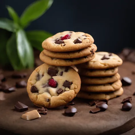 Biscoito cookie (dia dos namorados), luva de boxe, cookie com gotas de chocolate, high resolution, cookies com chocolate, chocolate chips, nozes, cramberry, cookies natal, cheio(biscoito com noEs) realista. scenario: foto com profundidade de campo, in the ...