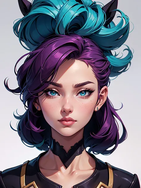 um close up de um desenho animado de uma mulher com um rabo de cavalo, lois van baarle e rossdraws, style digite germe, digite g...