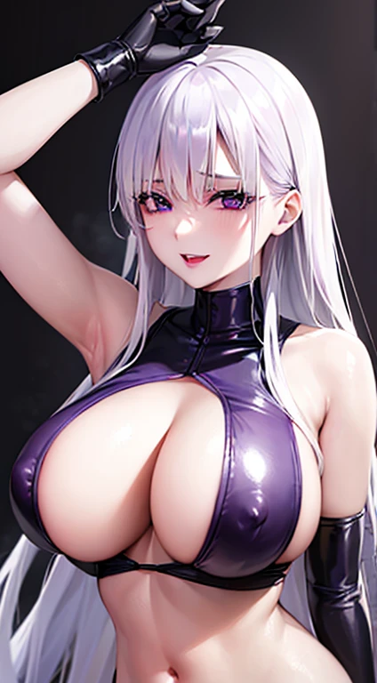 White Hair、Long Hair、Purple Eye、very, very big breasts、Nipples、breast milk squirting、Erect nipples、Face after climax、smile、Soaking wet、Peeing、Mole on upper chest、Nipple Pochi、Evil female executive、Antagonists、(villain)、Naughty older sister、Evil Queen、Sexy ...