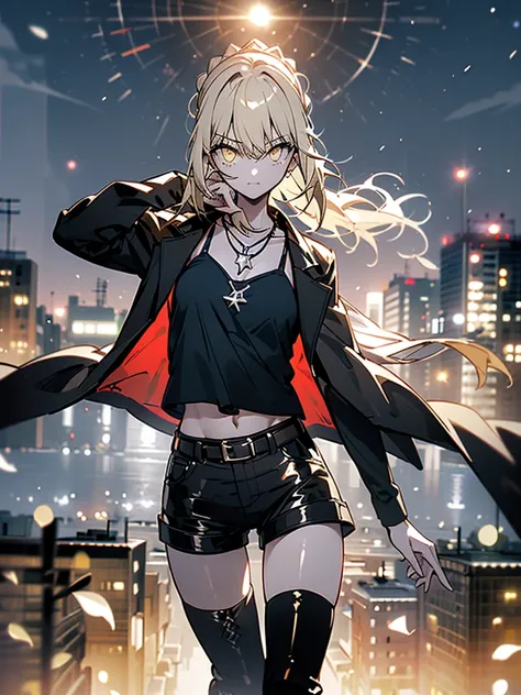 ((masterpiece)), (((HDR))), ((best quality)), (ultra high quality), (hi-res), ((absurdres)), ((1woman)), (sabaltrnd), (sabaltblack), perfect body, perfect anatomy, (yellow eyes), ((small breast)), long legs, (((thigh gap))), (((straight blonde ponytail))),...