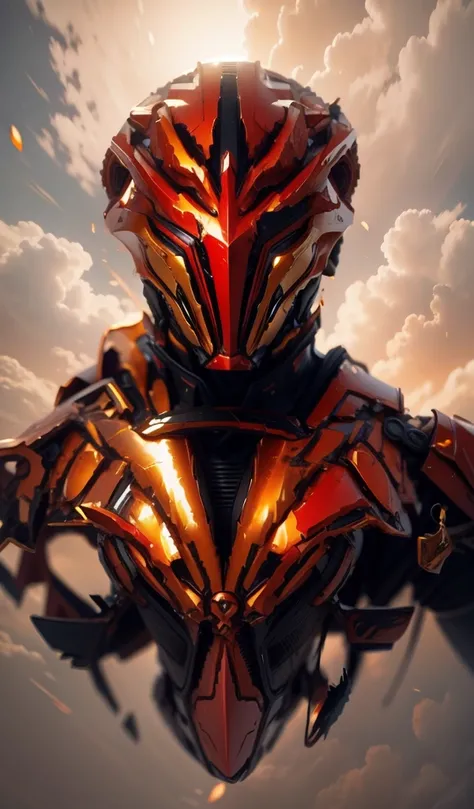 The color changes to red and amber，Some red and amber（Ensure its layering and armor texture，Red is the main color，Add some gold for decoration）