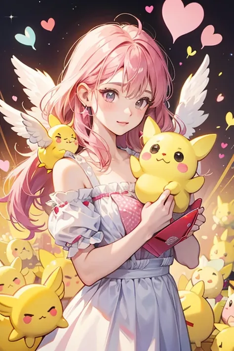 Pipotchis original appearance was that of a cross between a sandy yellow bird, with wings and red heart-shaped ears, and an angel. Her artwork was revised for the release of the Tamagotchi Connection Version 3, and in her updated artwork, she appears a bri...