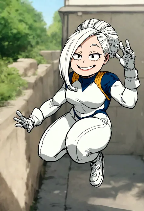 mei mei from my hero academia, full body jumping, happy face, cute face, . 