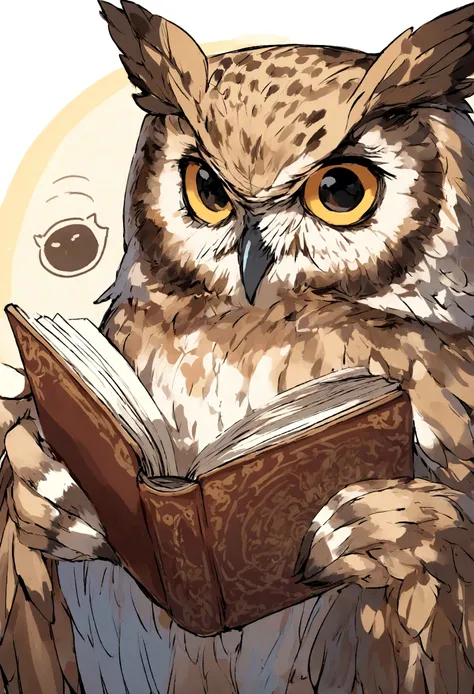 Owl icon reading a book