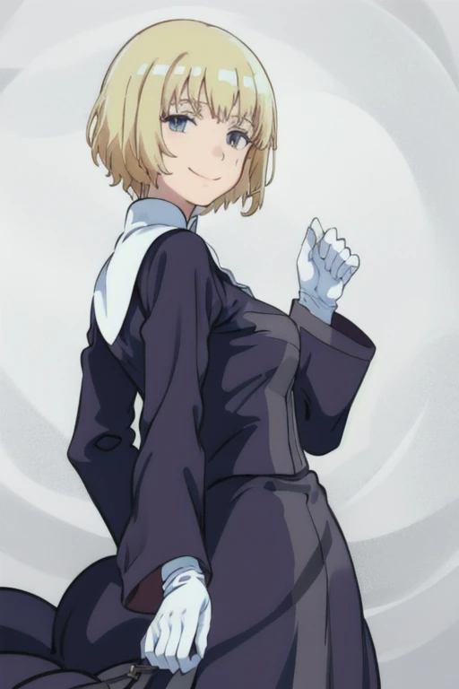 Solo, nun, smile, blonde hair. long skirt, long sleeves, white gloves,