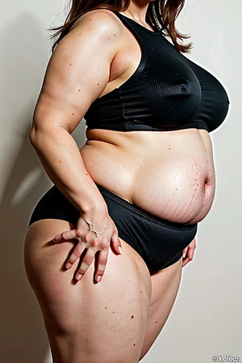 BBW, thick waist, (big belly:1.5), (obese belly:1.5), (waist circumference above 125cm:1.3), (lateral view:1.2), upper body obesity