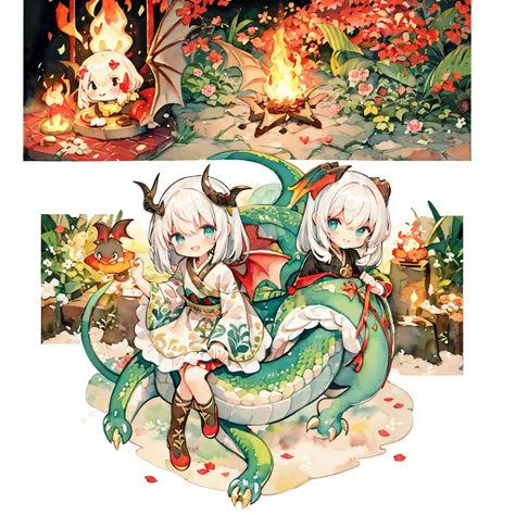 (pastel colour:1.0)、(Cute illustrations:1.5)、(Watercolor:1.2)、Many red petals dance、Wind、background、length、smile、Cute Smile、Red Dragon、(Cool costumes:1.0)、Full Body Lesbian、The best smile、A kind smile、Laugh cutely、Cute Face、Hilarious、about、Beautiful Face、a...