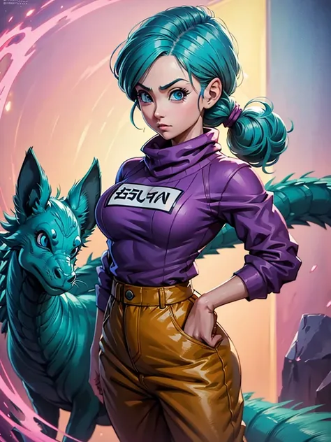 Un primer plano de una persona con un atuendo rosa posando para una foto, bulma de dragon ball, obra de arte al estilo de guweiz, al estilo de ross tran, extremely detailed artistic germ, artgerm julie campana escarabajo, artgerm y lois van baarle, estilo ...