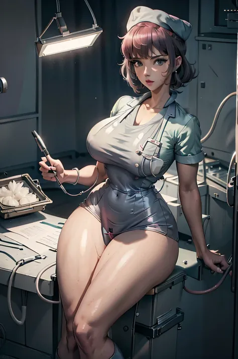 nurse uniform,hospital, latex nurse suit,nurses,busty,elbow gloves,labcoat,grey hair woman,grey eyes , gigantic ,medical instruments,asian nurse,two nurses,speculum,examination room,oversize ,big ass ,strap on, lay on table ,legs spreaded,giving birth,gyno...