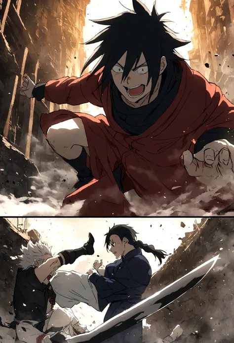 madara uchiha in jujutsu kaisen anime vilain studio mappa 4k fighting vs satoru gojo